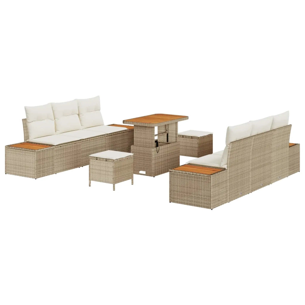 Set Divano da Giardino con cuscino 9 pcs Beige e Crema 3363261