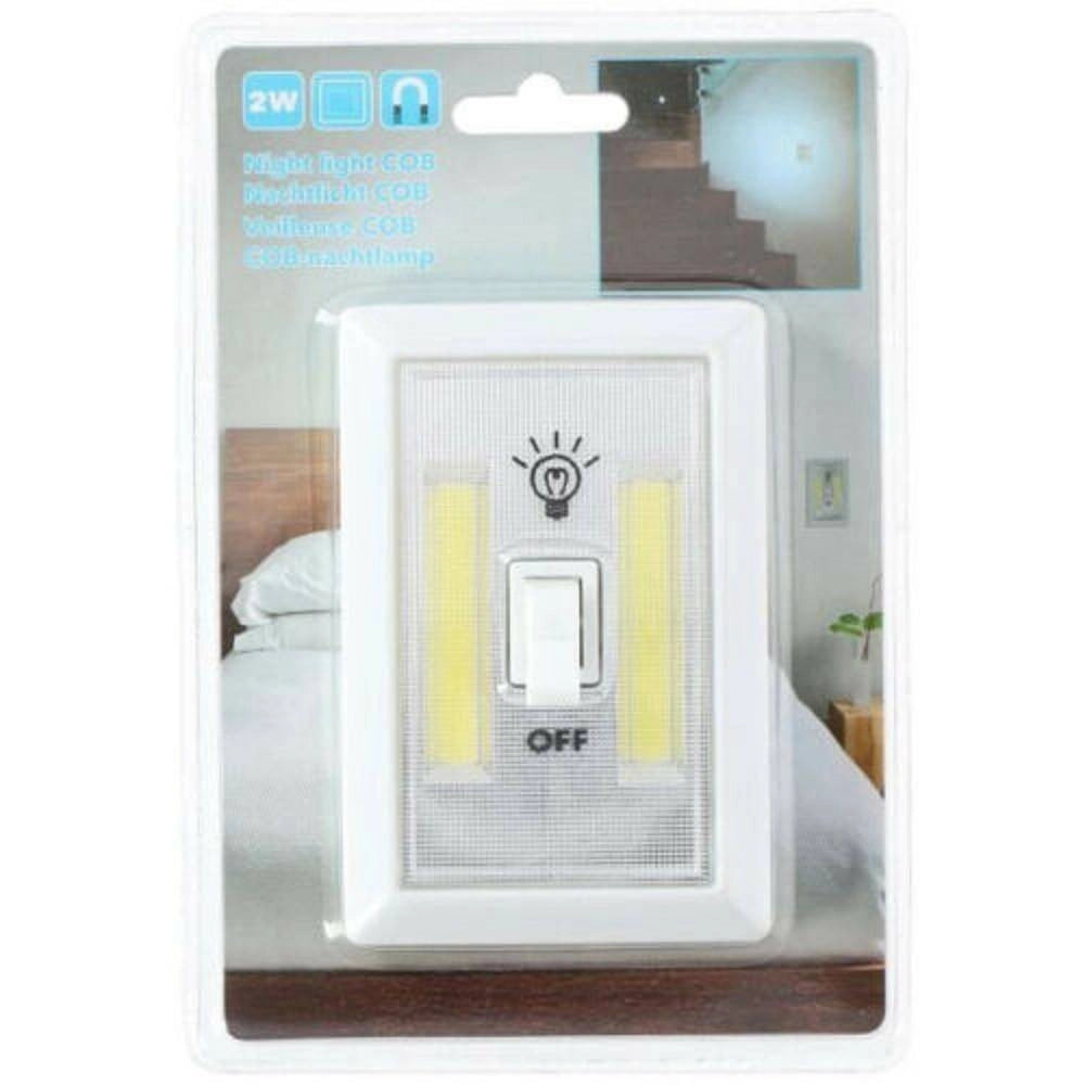Trade Shop - Luce Notturna Da Notte 2xcob 2w A Batterie Sicurezza Bambini Con Interruttore -