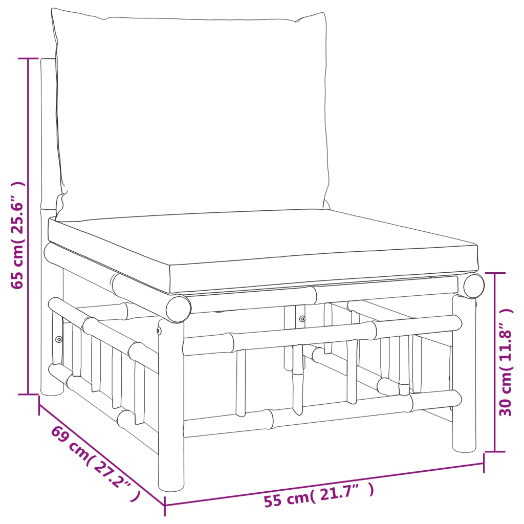 Set Salotto da Giardino 3pz | Set di Mobili da Esterno con Cuscini Verdi Bamb¨´