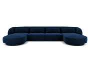 Cosmopolitan Design - Divano panoramico "Tulum" 5 posti in velluto blu reale 