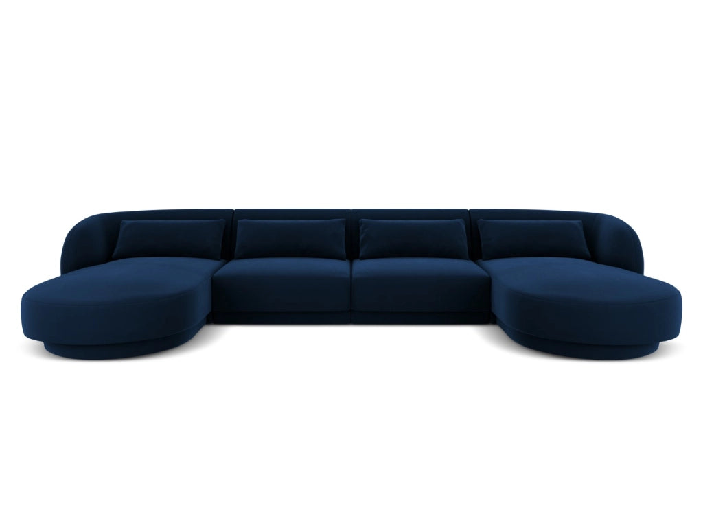 Cosmopolitan Design - Divano panoramico "Tulum" 5 posti in velluto blu reale 