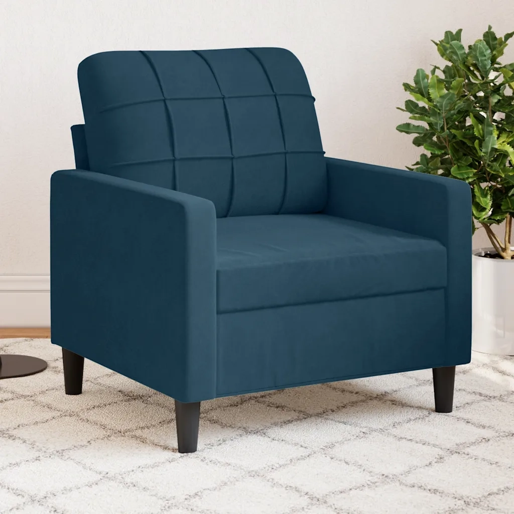 Poltrona | Sedia Relax Blu 60 cm Velluto
