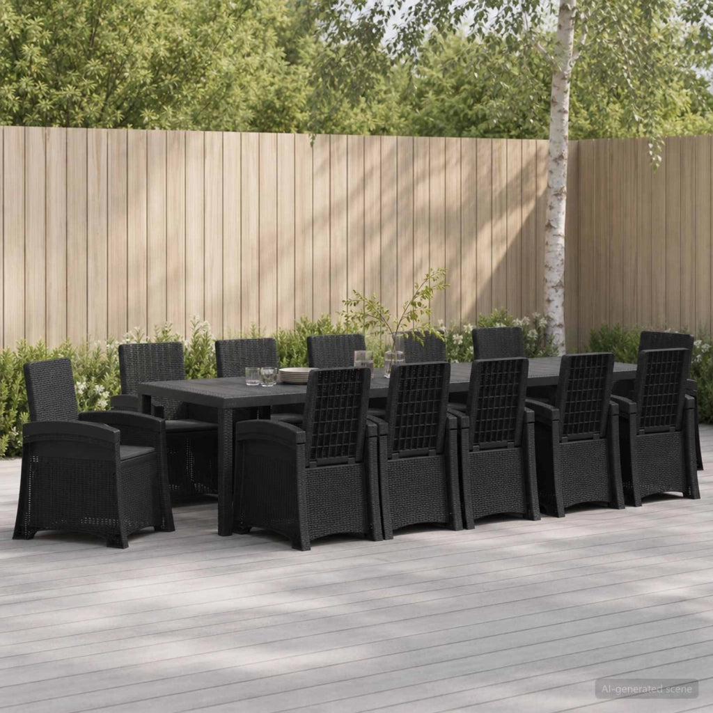 Set da Pranzo per Giardino 14 pz Antracite PP 3430184
