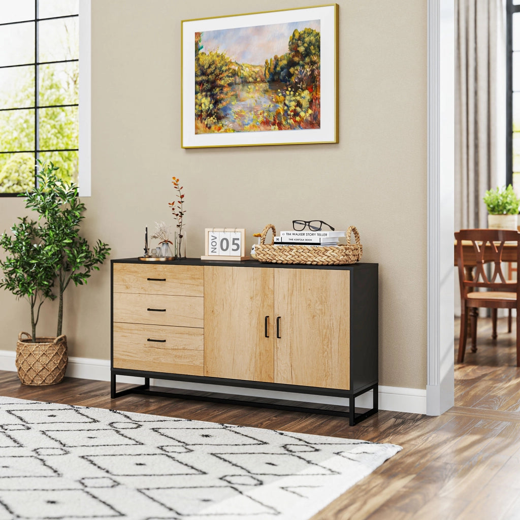 Buffet con 3 cassetti e ripiano regolabile ¨C Minimal ¨C acciaio, alluminio