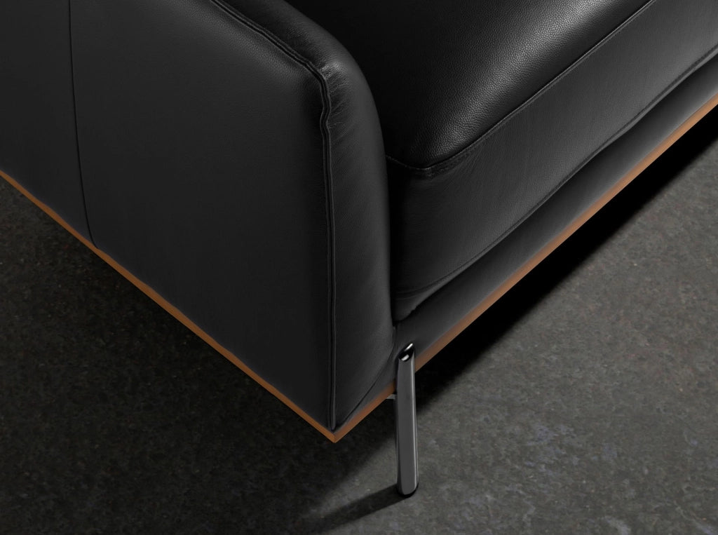 Divano chaise longue destro in pelle nera
