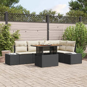 Set da Pranzo per Giardino con cuscino 6 pcs Nero e Crema