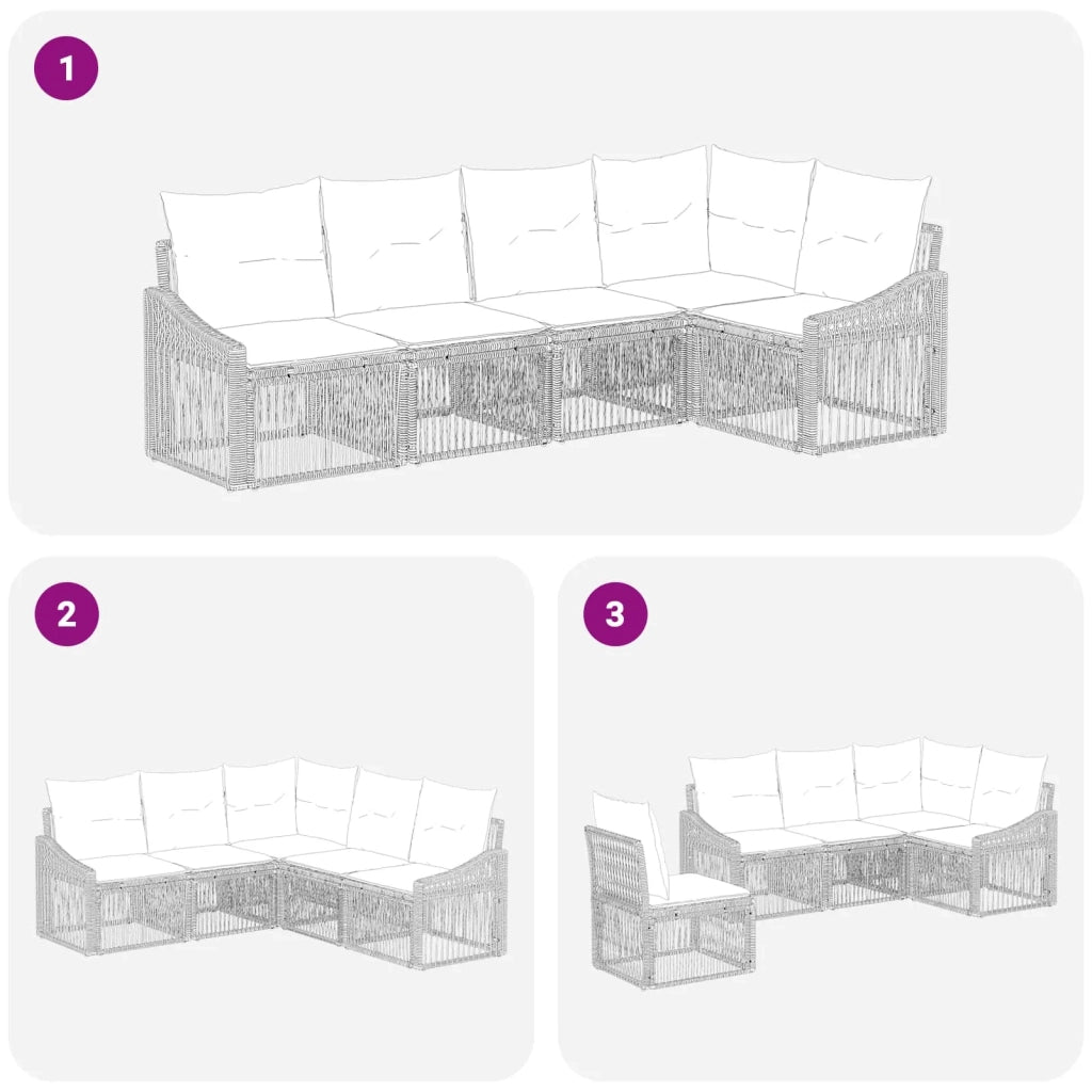 Set Divano da Giardino 5 pz Beige polyrattan 3436005