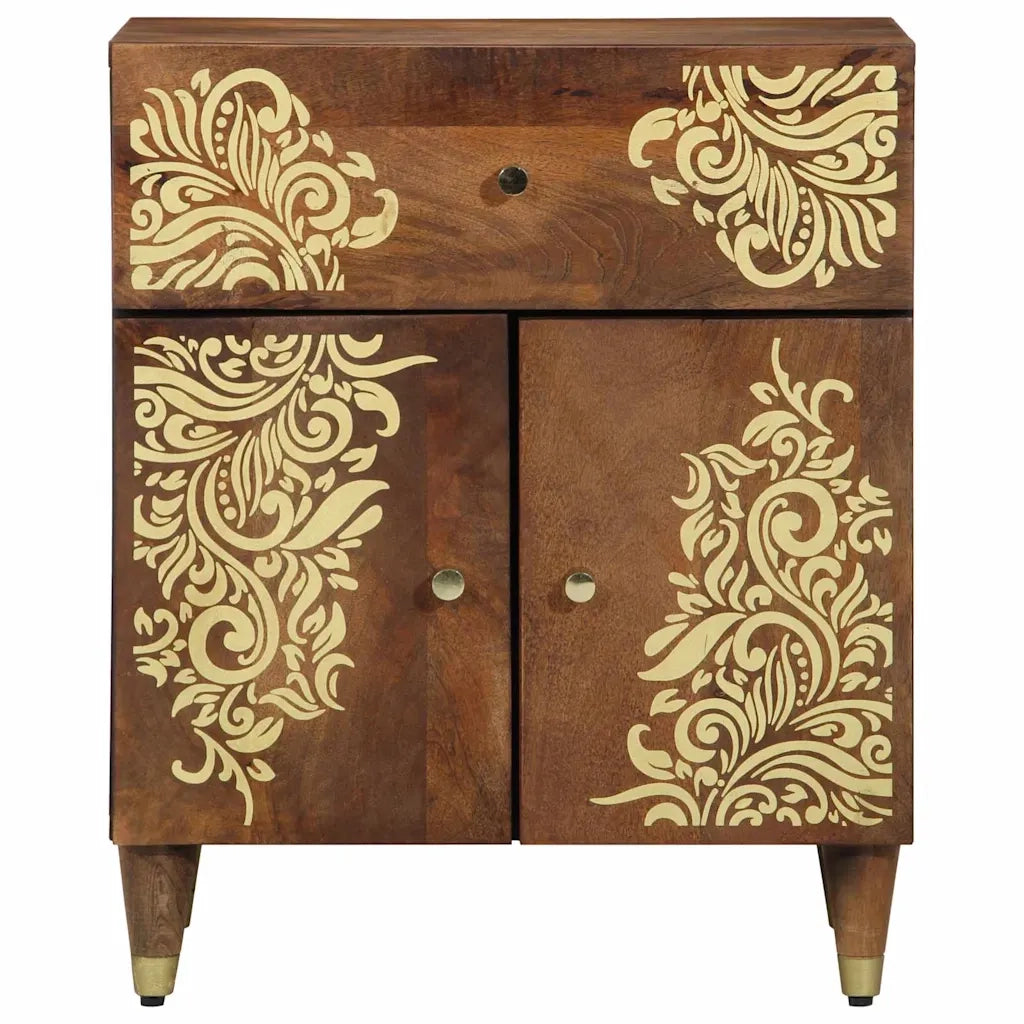 Comodino con porta con cassetto-Tavolino da notte Marrone miele 50 x 33 x 60 cm 478526