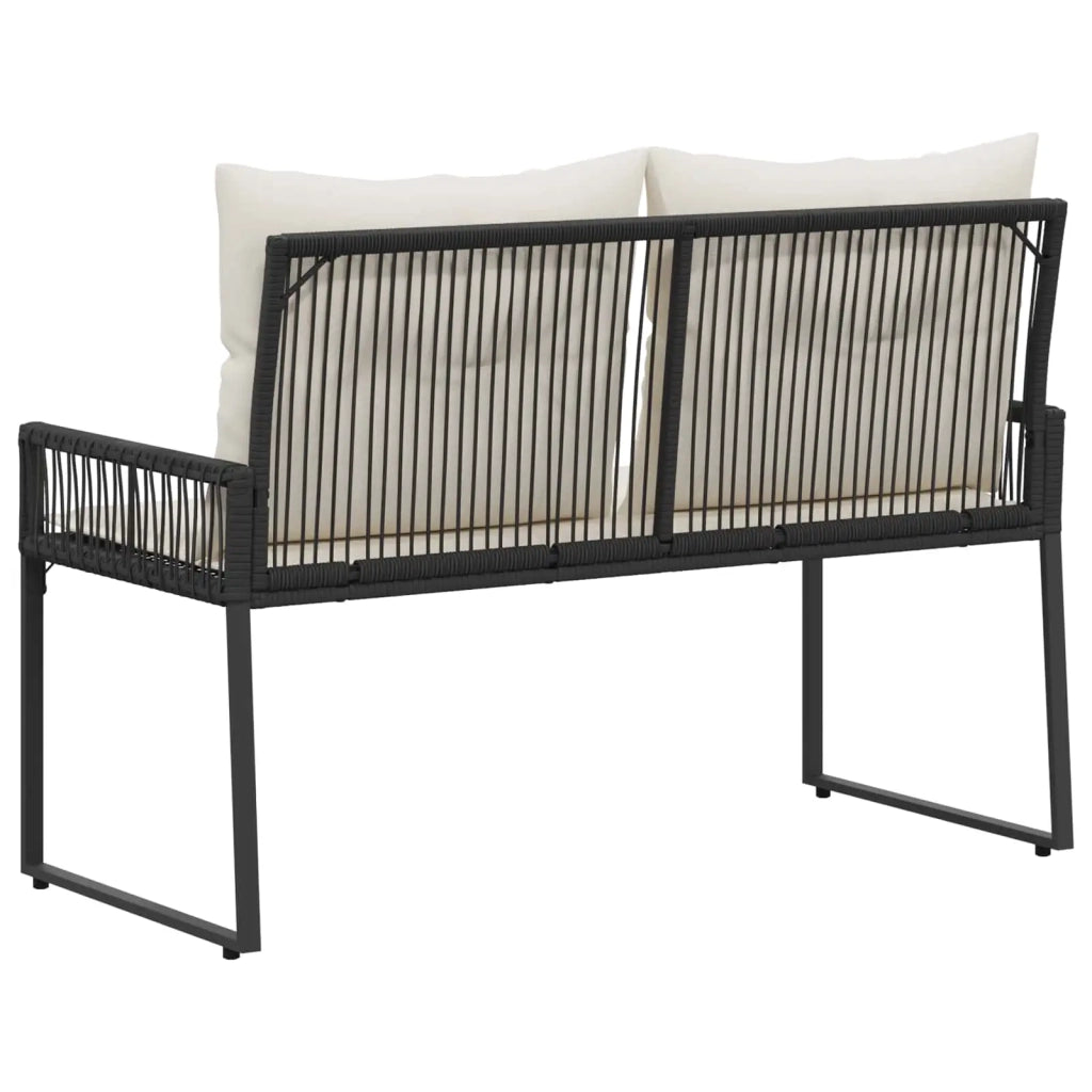 Panchina da esterno | Panchina da Giardino | Panca da Giardino 4 pz Nero e Bianco Crema polyrattan