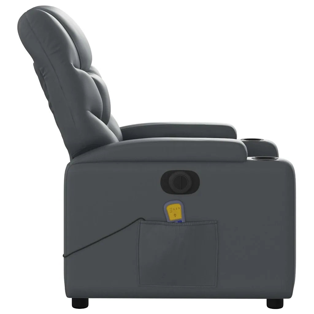 Poltrona Massaggiante Elettrica Reclinabile Grigio Similpelle 3204654