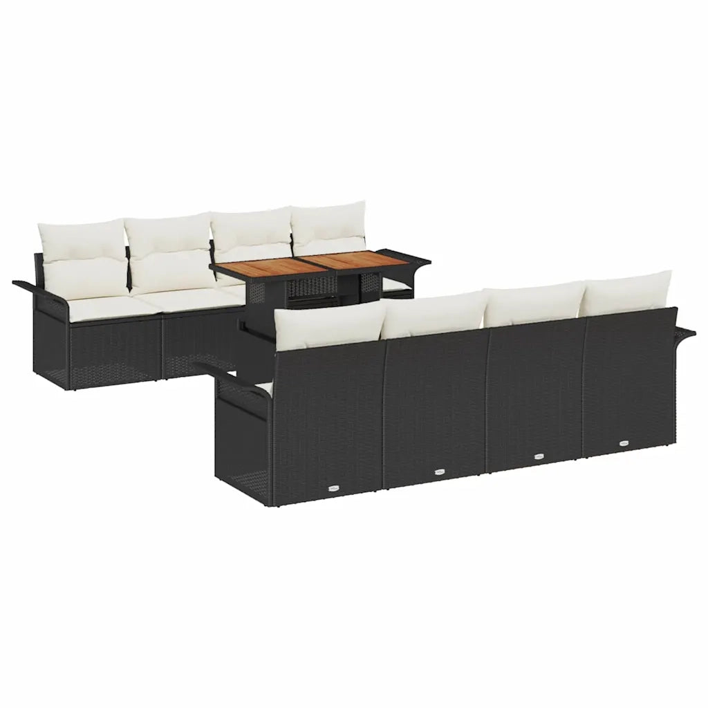Set Divano da Giardino con archiviazione 9 pcs Nero Poly Rattan 3358042