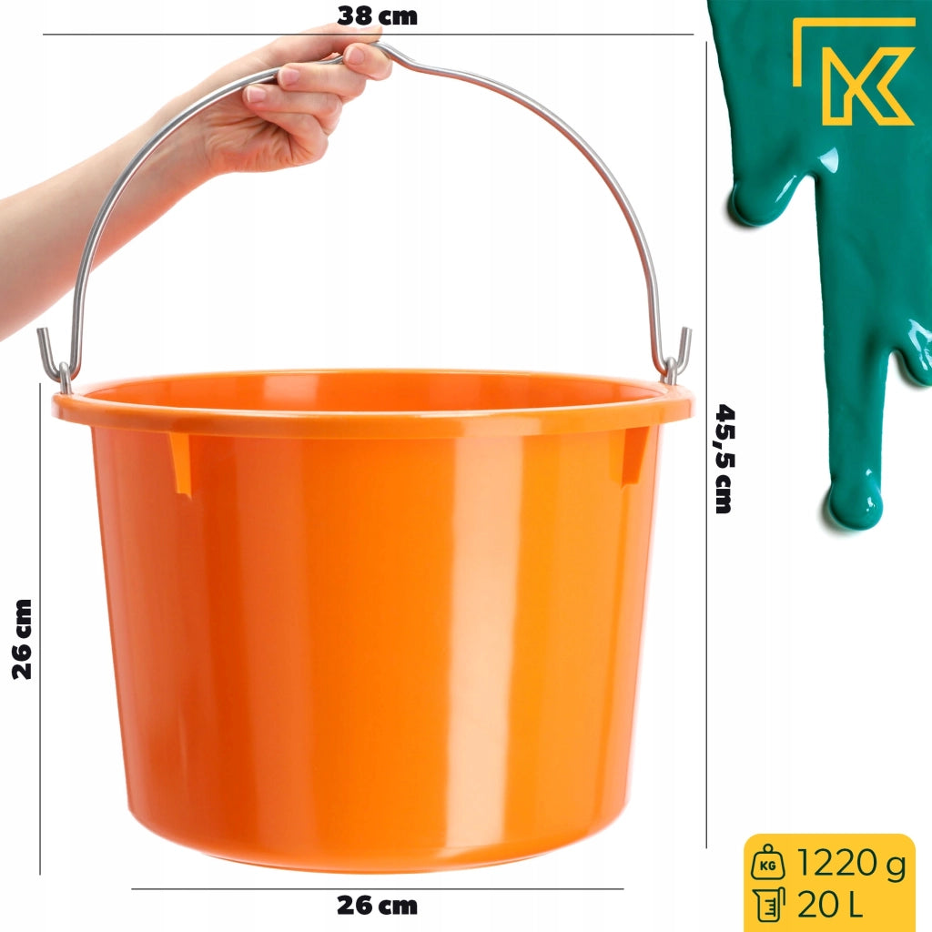 Secchio da costruzione KADAX 20L, malta resistente in plastica per uso domestico e giardinaggio, 3 pezzi