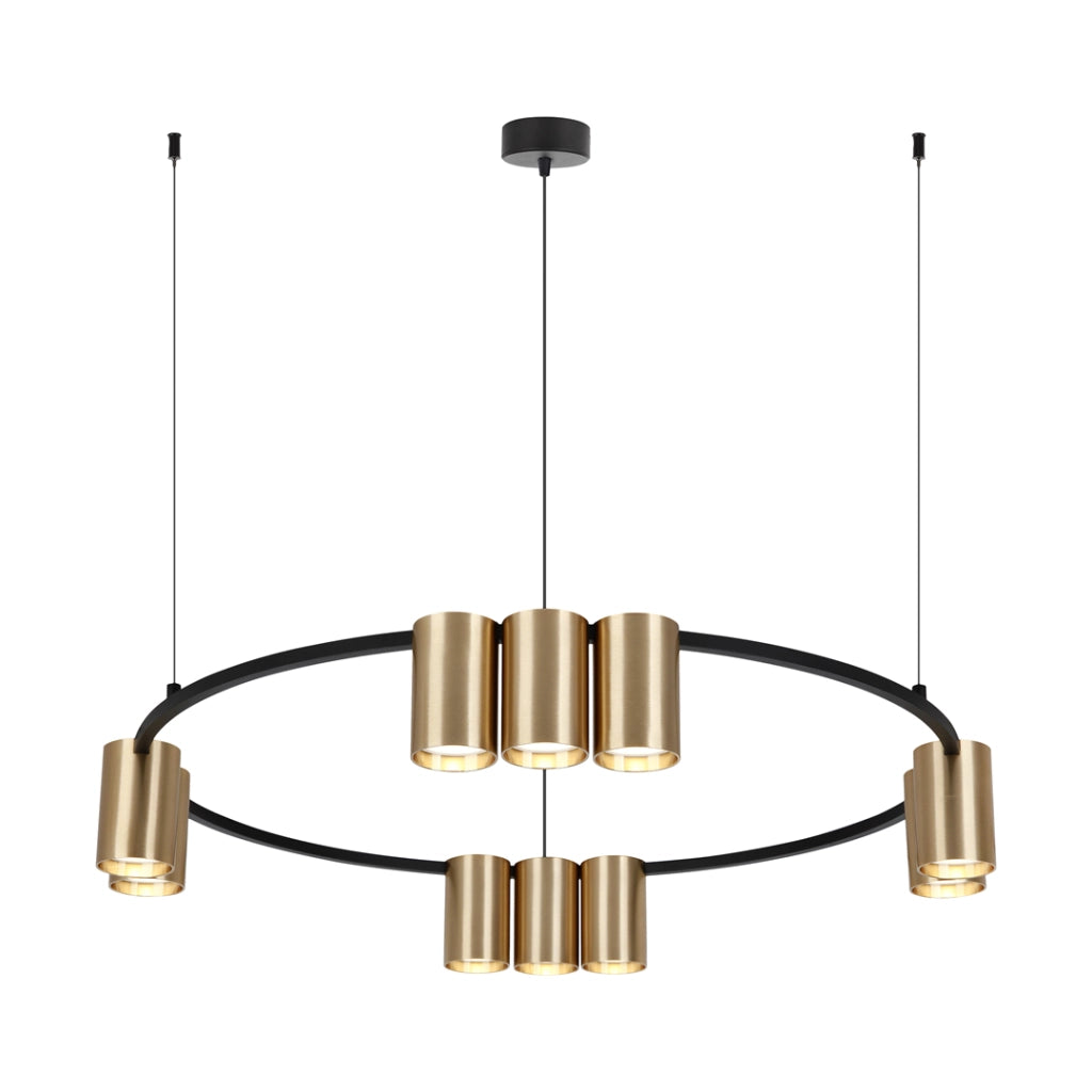 Lampadario rotondo 10xGU10 nero/ottone Genesis Milagro
