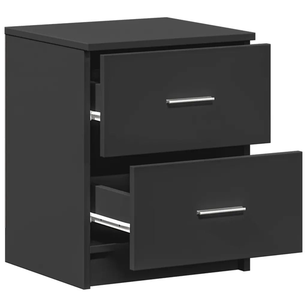 Comodino | Armadio da Notte | Mobiletto da notte con 2 Cassetti Nero 40x36x50 cm