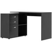 Scrivania Angolare per PC con Cassetti e Ripiani ¨C Minimal ¨C Legno e Metallo, 117x83.5x76 cm, Nero