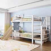 Letto a soppalco in metallo 90*200CM bianco; scivolo; riporzione; scaffali; letto per bambini sicuro e che fa risparmiare spazio