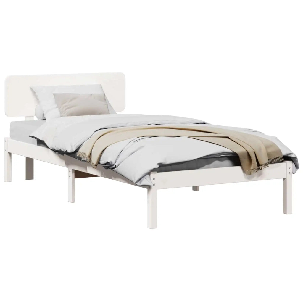Struttura del letto Bianco 90 x 190 cm Pino massello 872129