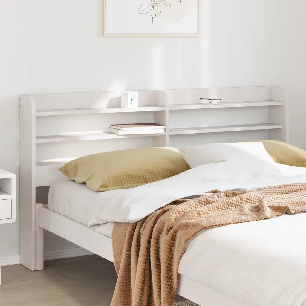 Testiera con Ripiani-Testata contenitore Bianca 140 cm in Legno Massello di Pino 451280