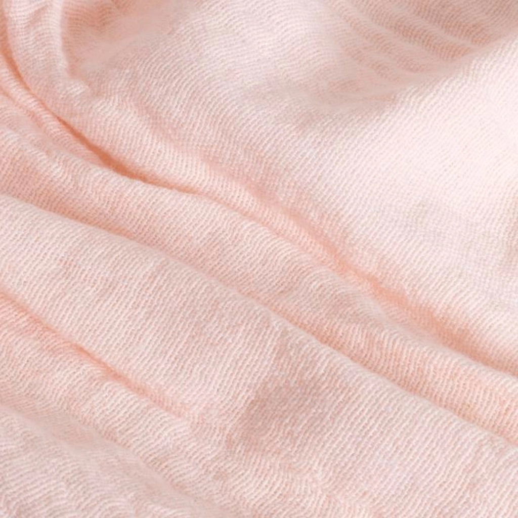 100% cotone rosa pallido plaid con frange 130x170cm BITALD