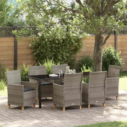 Set da Pranzo per Giardino 7 pcs Grigio polyrattan 3381077