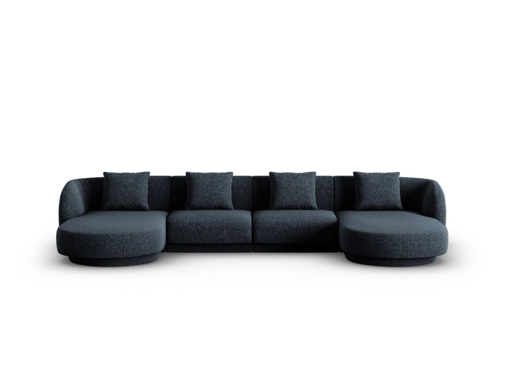 Cosmopolitan Design - Divano panoramico "Tulum" 5 posti in ciniglia blu reale 