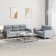 Set Divani 2 pz con Cuscini Grigio Chiaro in Tessuto