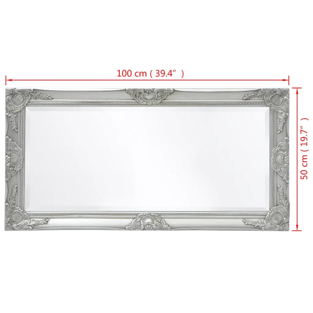 Specchio da Parete | Specchio decorativo Stile Barocco 100x50 cm Argento