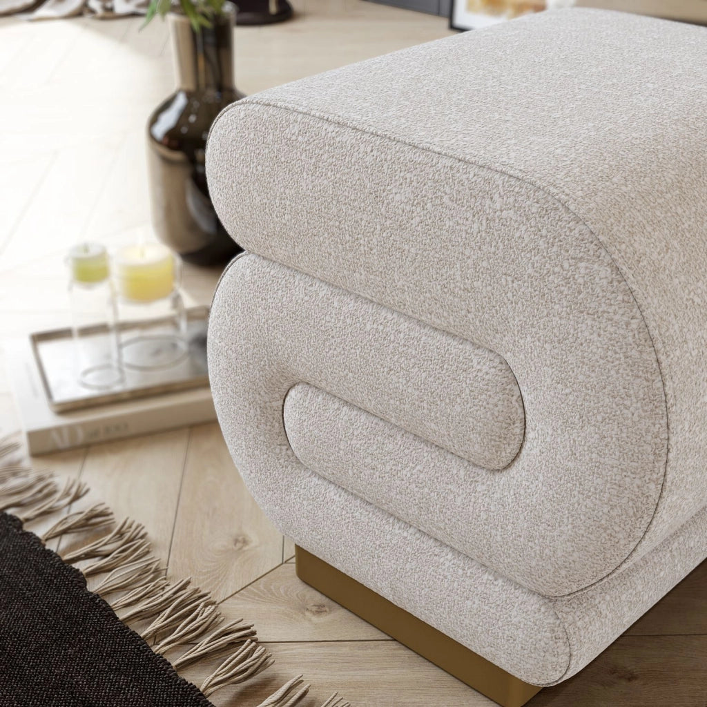 Pouf in legno "Sally" 40 x 42 x 42 cm - Crema