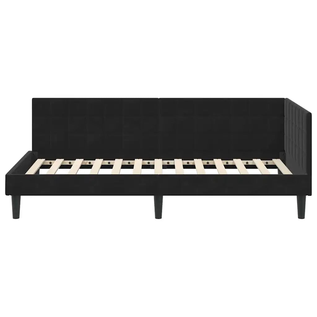 Cornice del letto ad angolo Nero 90 cm x 200 cm Velluto 42016433