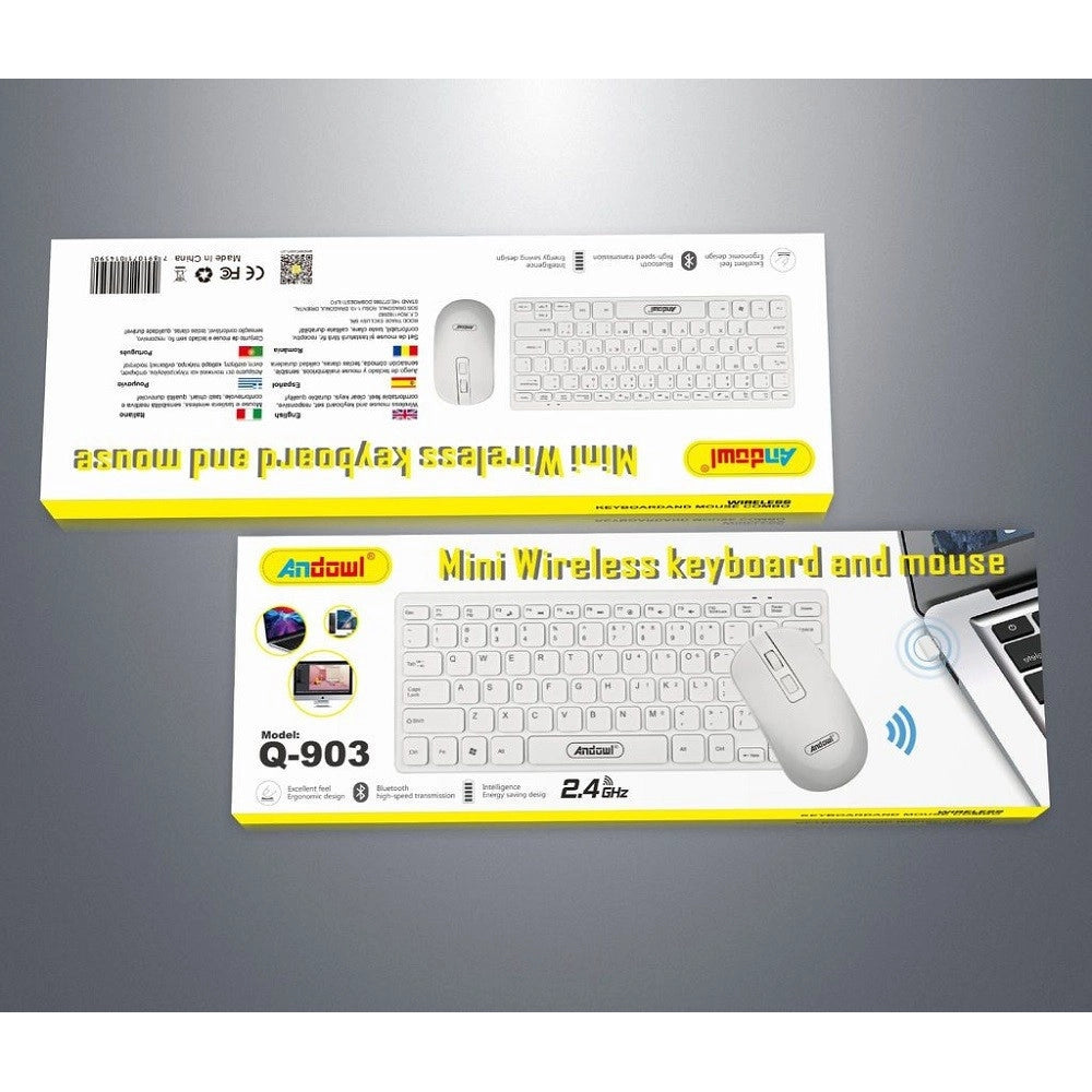 Trade Shop - Set Tastiera Mouse Wireless 3.4ghz Bluetooth Inglese Americano Per Ufficio Q-903 -