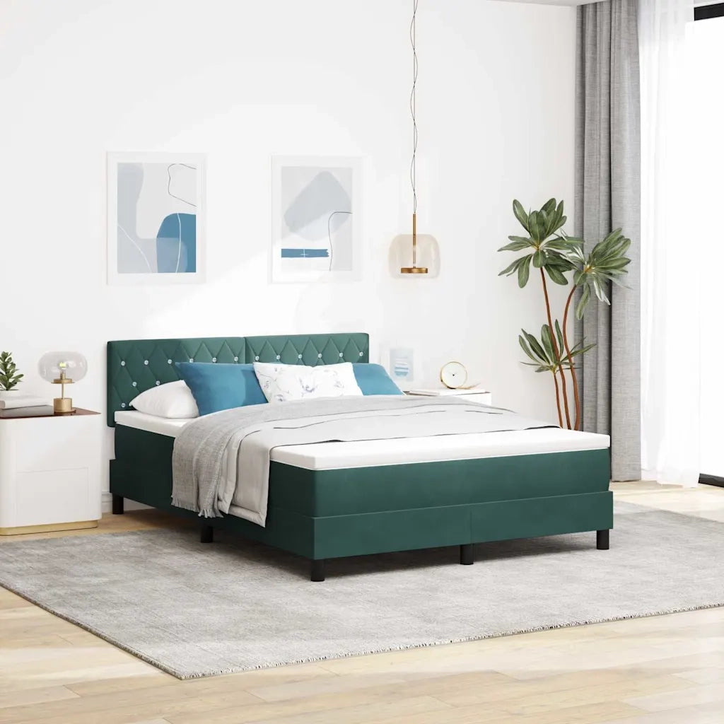 Letto a Sorgente LED con led Verde Scuro 140 x 200 cm Velluto