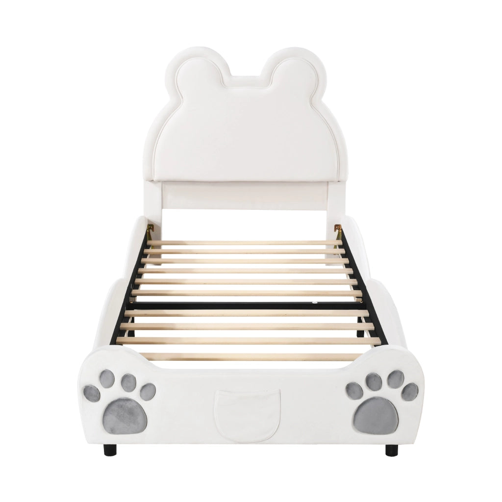 LETTO imbottito a forma di orso 90x200 cm bianco
