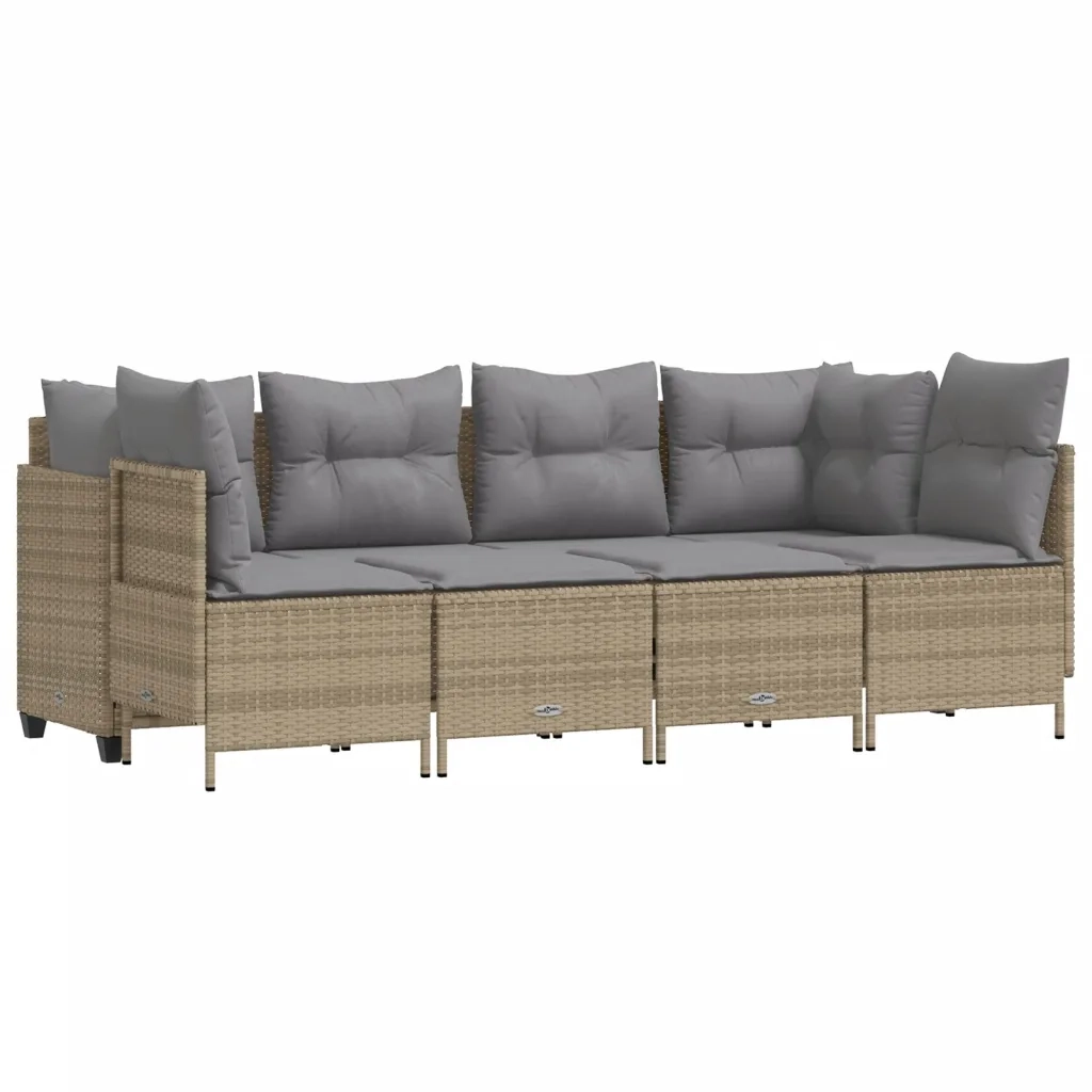 Set Divano da Giardino 5 pz con Cuscini Beige in Polyrattan 3261524