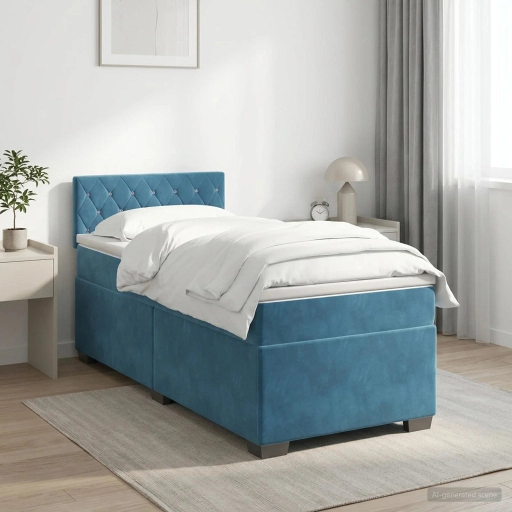 Letto box spring con materasso Blu Scuro 80 x 200 cm Velluto 3450600