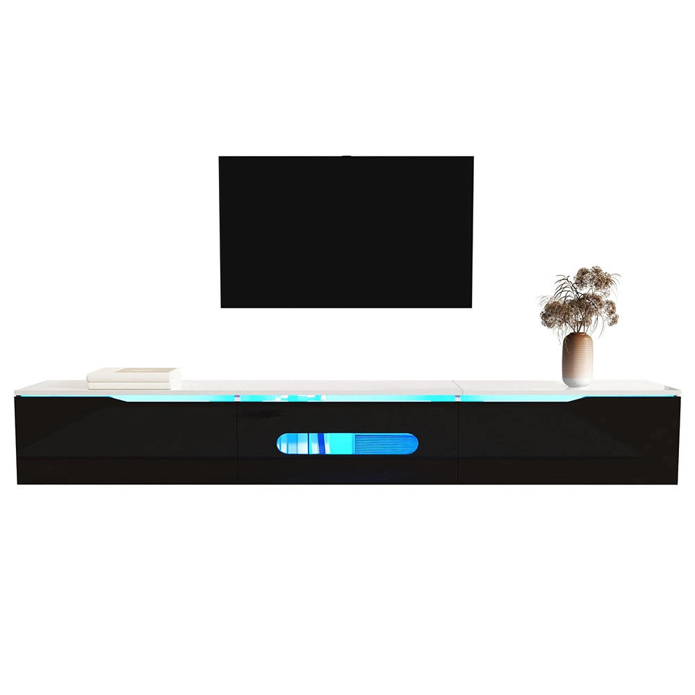 Mobile TV bicolore - Xylo - 180cm lucido LED RGB fissaggio a muro