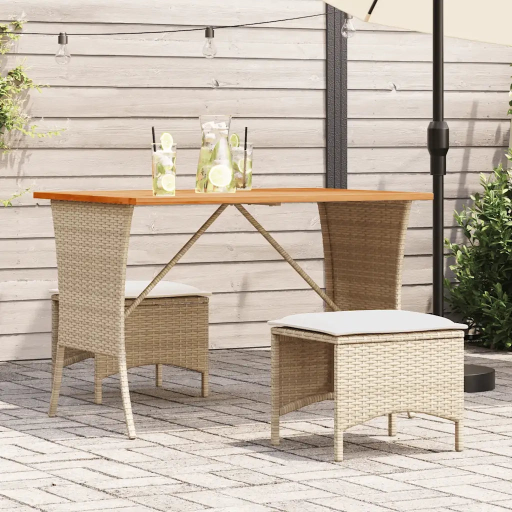 Set da Pranzo da Giardino 3 pz con Cuscini Beige in Polyrattan 4104137