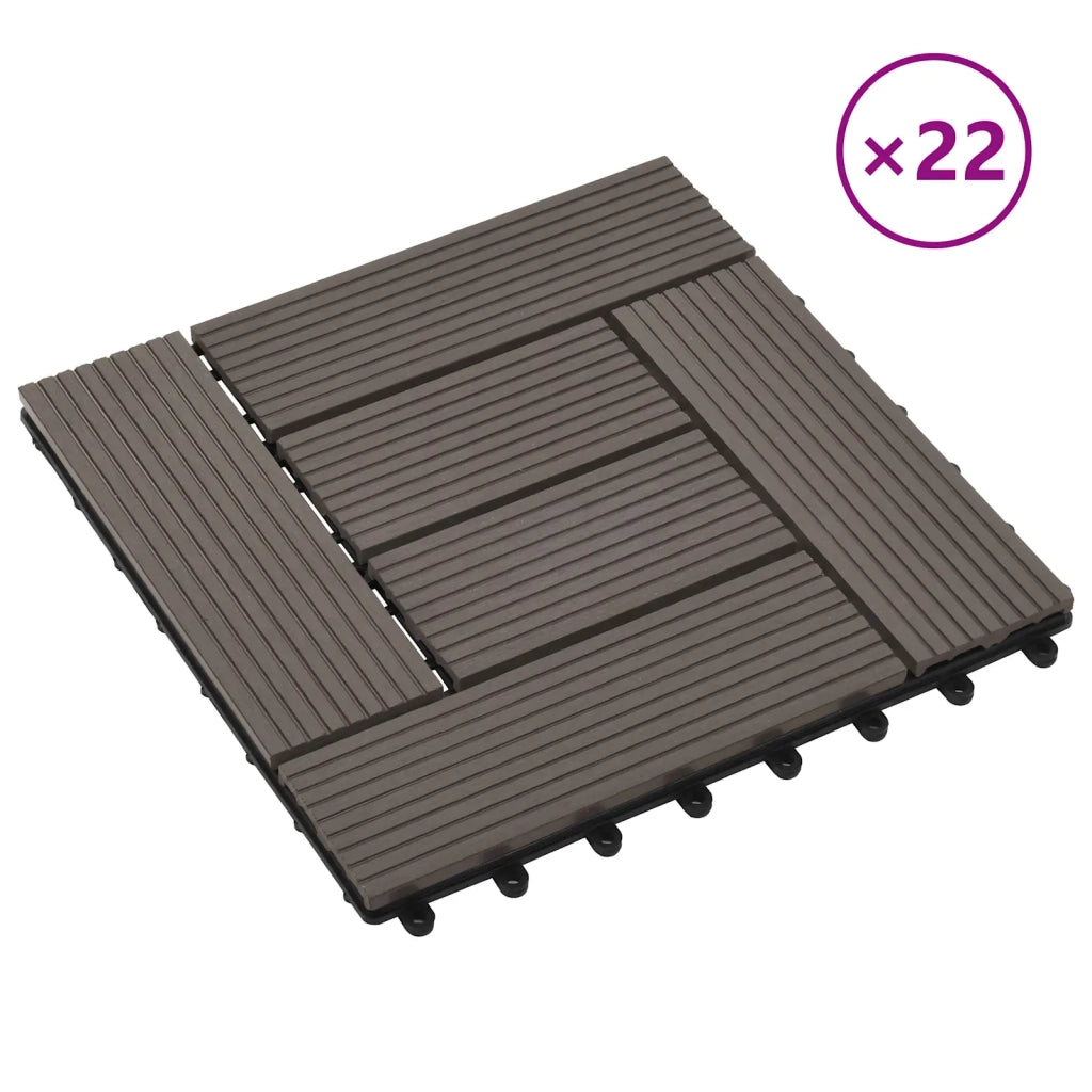 Piastrella per Decking 22 pcs Marrone Scuro 30 x 30 cm WPC 3444836