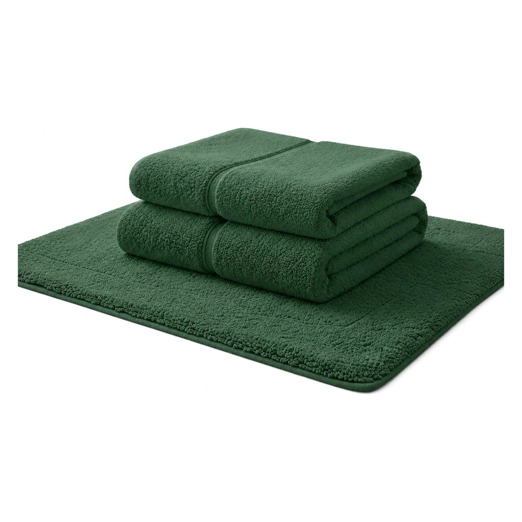 Sanenere, set di Asciugamani 100% Cotone set da 2, Verde Smeraldo