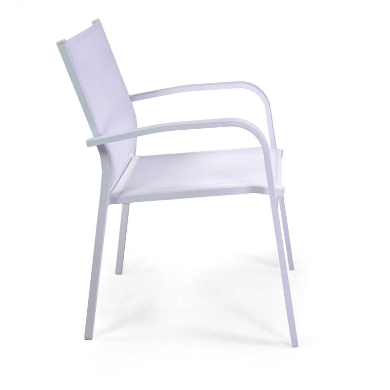 Poltrona alluminio sullivan bianca con textilene bianco cm 61x56h43/60/84