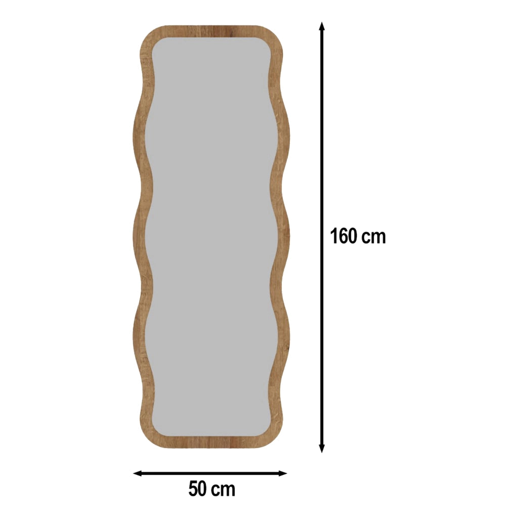 Bissone, Specchio Forma Rettangolare, 50x160h cm Marrone Rovere