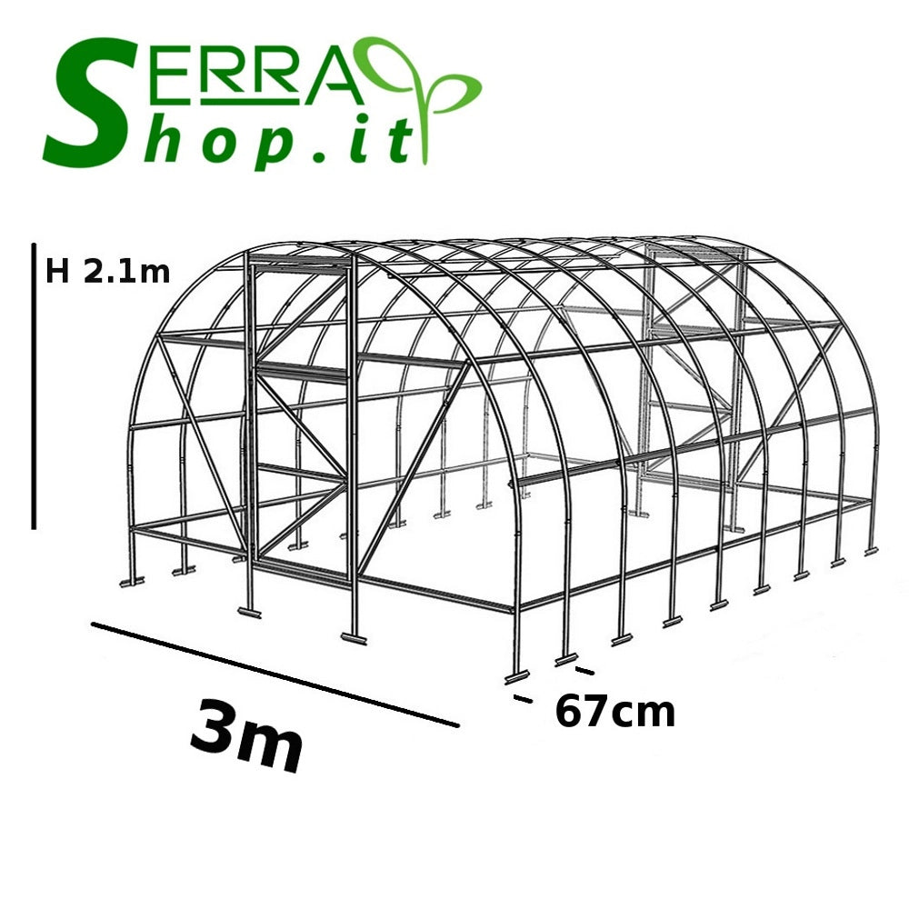 Serra Classic 3x10m con copertura policarbonato alveolare 6mm