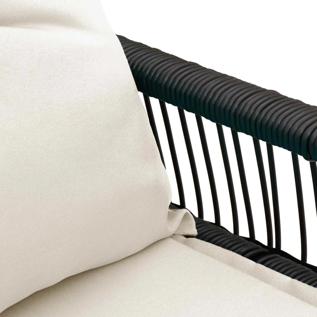 Panchina da esterno | Panchina da Giardino | Panca da Giardino 4 pz Nero e Bianco Crema polyrattan