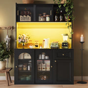Armadio cucina con LED - Zephmum - Regolabile, vetrinetta, nero