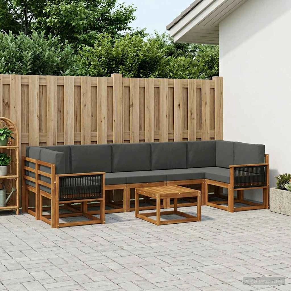 Set di divani da esterno 6 pz Naturale e Antracite 3385073