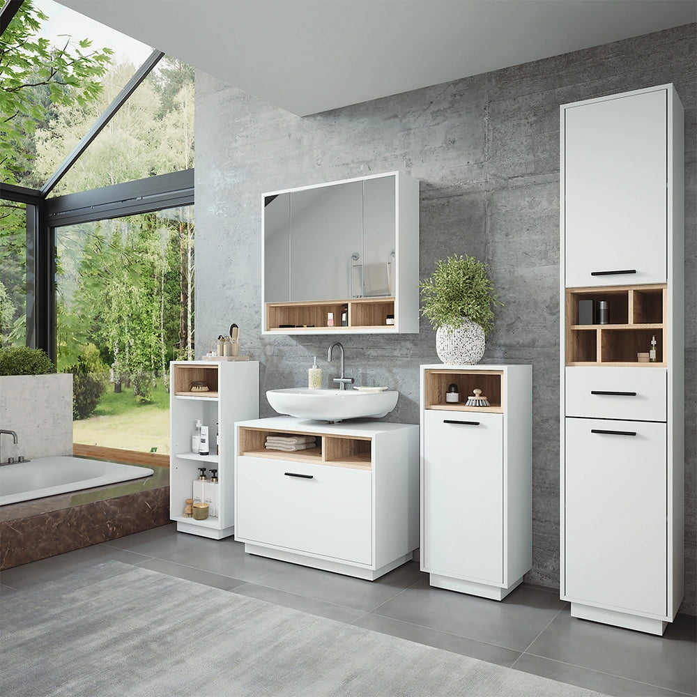 Vicco Set di mobili da bagno Bianco/Sonoma 2 parti