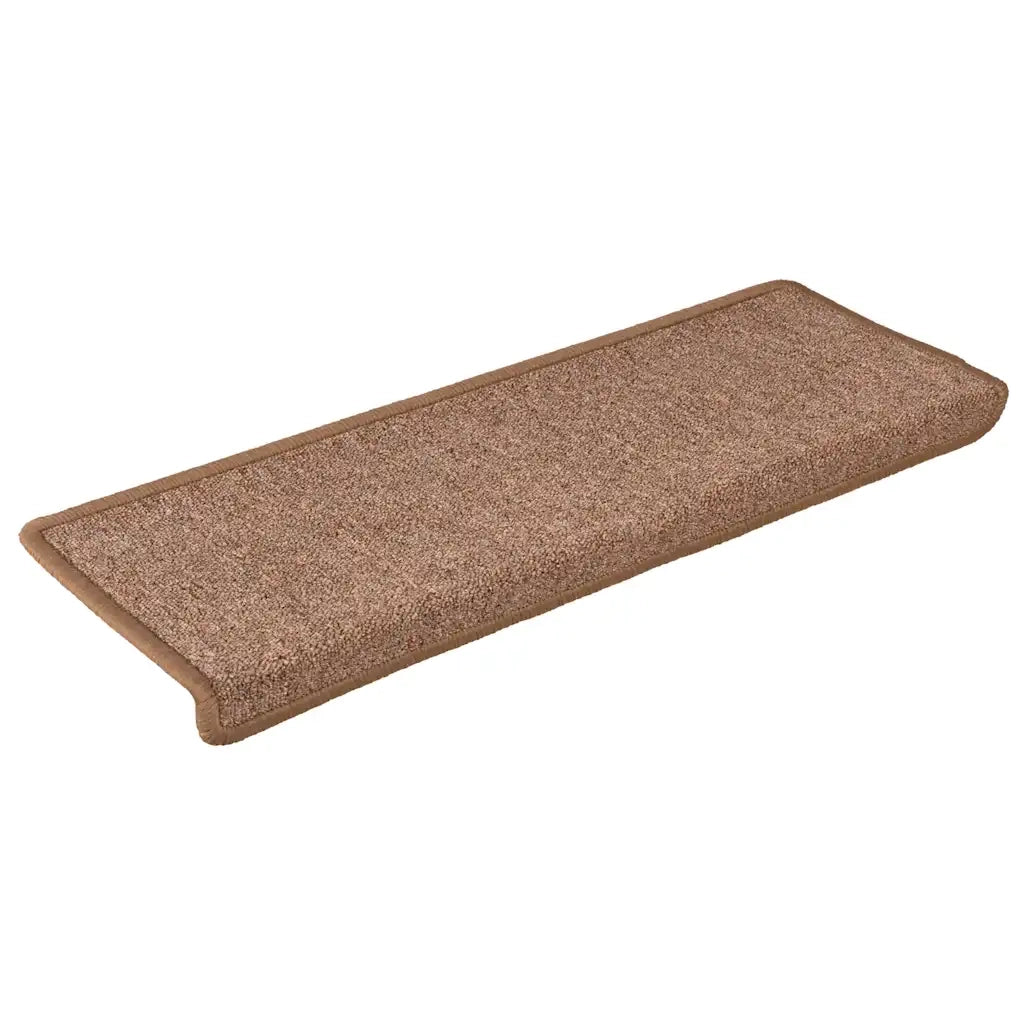 Tappetini per scale 15 pz 65x21x4 cm Marrone Bordo rettangolare 326196