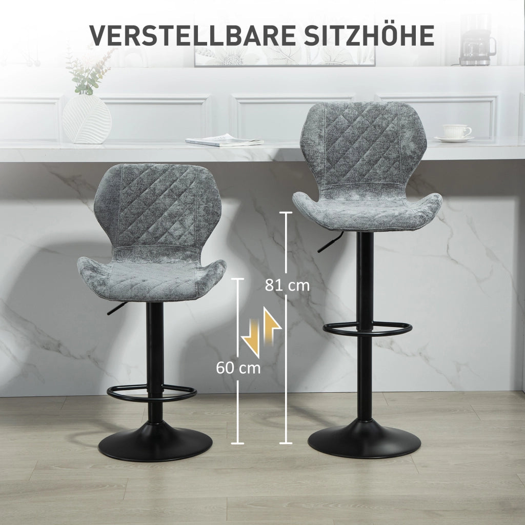 Sgabelli da Bar Regolabili in Altezza con Schienale ¨C Minimal ¨C Grigio