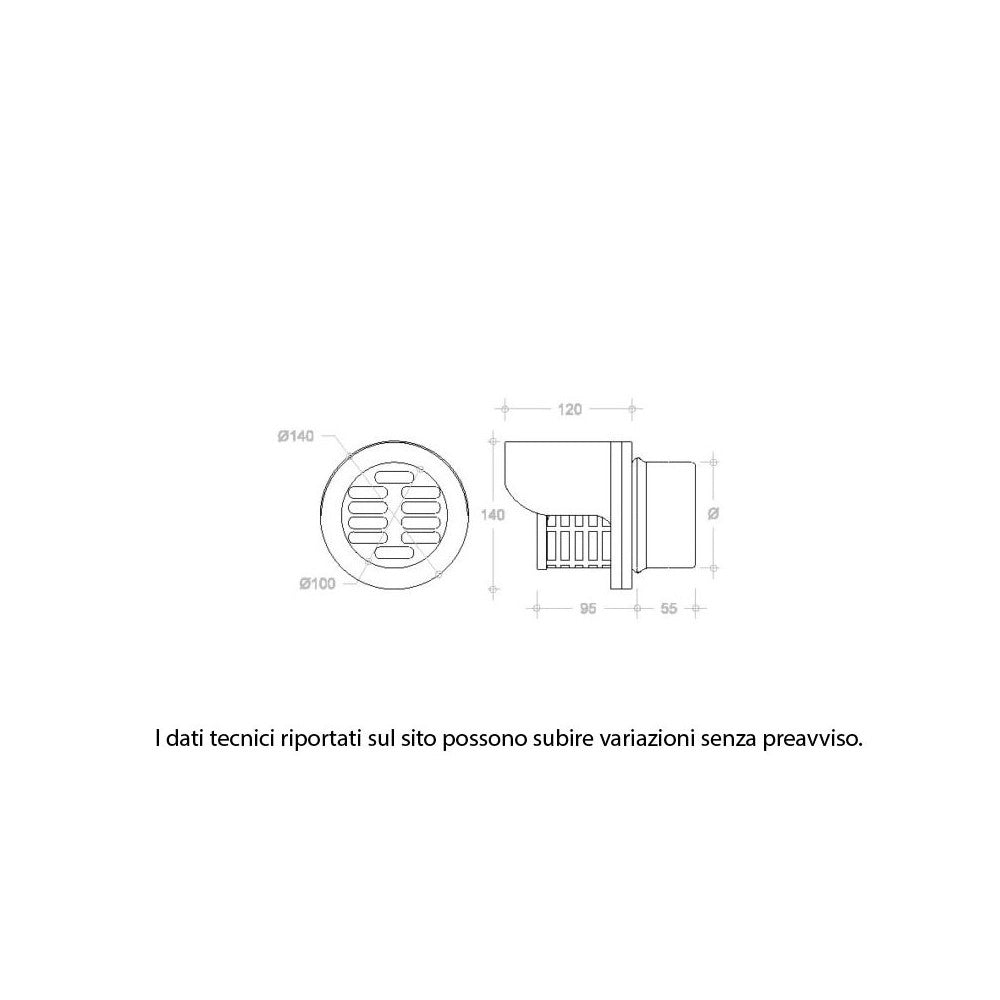 Fumaiolo terminale per tubi pellet innesto m maschio, diametro 100mm