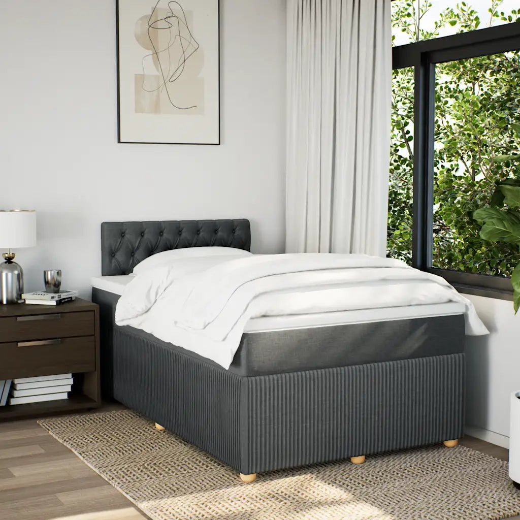 Giroletto a Molle con Materasso Grigio Scuro 120x200 cm Tessuto