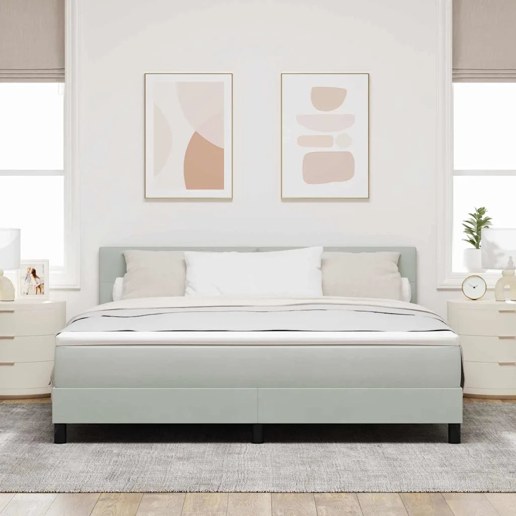 Letto a Sorgente LED con led Grigio chiaro 180 x 200 cm Velluto